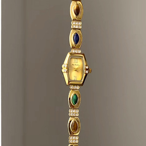 Nuovo Orologio <span class=keywords><strong>Vintage</strong></span> <span class=keywords><strong>da</strong></span> <span class=keywords><strong>Donna</strong></span>, Bracciale di Lusso di Alta Gamma con Gemme Colorate, Gioiello Retrò Personalizzato in Oro - Product Image 4