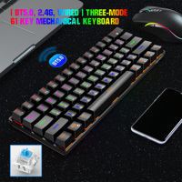 Clavier Gamer filaire de jeu mécanique Portable 60% avec commutateurs bleus rétro-éclairé LED 61 touches Mini clavier de bureau Ultra Compact