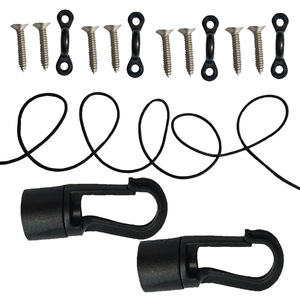 Ganchos de remolque tipo C de acero con cuerda elástica para almacenamiento de kayaks y embarcaciones, 2 orificios - Product Image 1