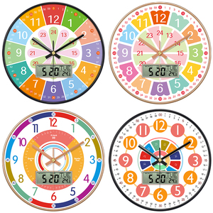 Horloge murale analogique silencieuse en plastique pour l'éducation précoce, avec chiffres colorés, étanche, pour l'apprentissage du temps chez les enfants - Product Image 2