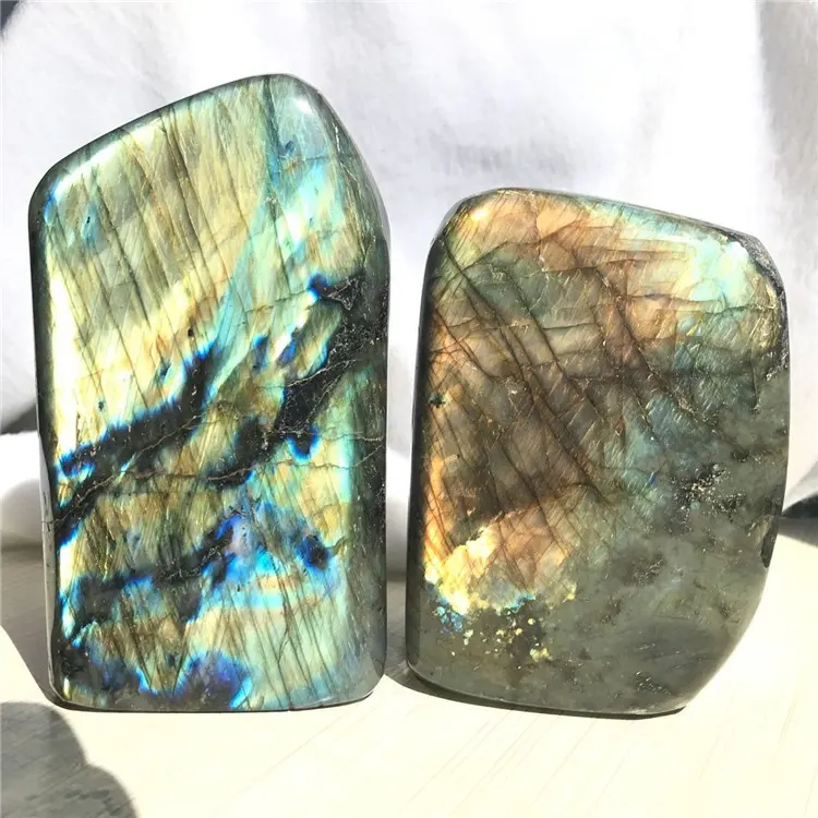 คริสตัลธรรมชาติ labradorite ขาตั้งขัด labradorite แผ่น