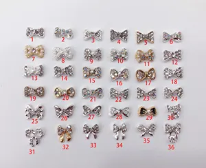 3d Art Nail Shandie Bow Tie Bowknot Alloy Rhinestone Pearl Nail Decoration 3d Nail Art Accessories