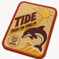 Écusson personnalisé brodé dauphin surfeur, logo vague océanique pour vestes, sacs, casquettes et vêtements AWELLS