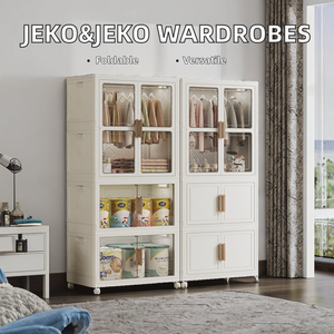 <span class=keywords><strong>Jeko</strong></span> & <span class=keywords><strong>Jeko</strong></span> Armarios de muebles de PP de doble nivel, armario de dormitorio plegable portátil con diseño desmontable para sala de estar - Product Image 4