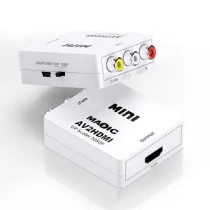 Hot Sale White Color Mini RCA to HDMI Converter 1080P AV to HDMI Video Audio Adapter