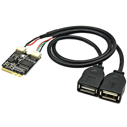 M2 WIFI KEY A/E to USB Adapter Card, Laptop Motherboard NGFF to Dual Port USB 2.0 Expansion Card