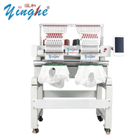 YH 2 têtes vente chaude 2 têtes 9/12/15 aiguilles broderie monogramme logiciel informatisé avec casquette fonctions de T-shirt plat