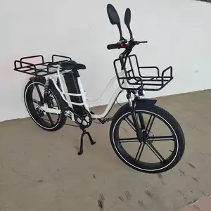 26" Fat Tire 750W/1000W 48V 32Ah Aluminum Alloy Frame Full Suspension 7 Speeds Electric Cargo Bike Electric Food Delivery Bike