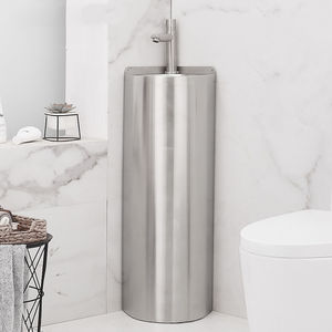 Évier <span class=keywords><strong>de</strong></span> coin autoportant moderne en acier inoxydable SS304, lavabo triangulaire gain <span class=keywords><strong>de</strong></span> place pour <span class=keywords><strong>jardin</strong></span> extérieur, balcon, camping-car, salle <span class=keywords><strong>de</strong></span> bain 80 cm - Product Image 3