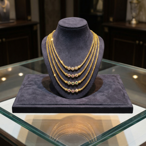 Colliers en chaîne Mopu en or micronisé 14K 18K 24K en gros, bijoux traditionnels, colliers en chaîne plaqués or avec pierres CZ, chaîne en laiton. - Product Image 3