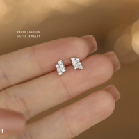 Boucles d'oreilles clous géométriques en argent sterling S925 avec zircon et perles en mousse, accessoires quotidiens pour le trajet YB-XY-1119