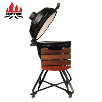 Barbecue Kamado en céramique de couleur noire de l'usine KIMSTONE, série Kimber, Kamado 24 pouces, barbecue en briques pour jardin