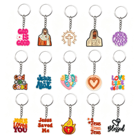 Porte-clés en PVC Groovy Christian en gros, accessoires de sac à dos DIY, slogan religieux Jésus, porte-clés religieux, souvenir d'église