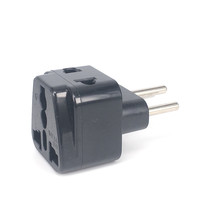 Adaptor Perjalanan Universal 10A 2 Stopkontak Tipe-J Konektor 110-250V Grounding CE untuk Hitam Putih ABS+Tembaga