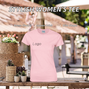 T-shirt Femme Manches Courtes 100% Coton Coupe Slim Broderie Logo Personnalisée Impression Mode Économique Teint Uni Tricoté Décontracté Été - Product Image 2