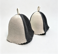 Chapeau de sauna en feutre de laine bicolore avec couche intérieure respirante et isolante, bonnet de sauna réutilisable, couvre-tête pour sauna et spa