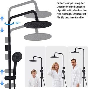 Grifo de Bañera con Sistema de Ducha, Ducha Manual Negra con 4 Funciones, 360 °   Grifo de Bañera con Caño Giratorio y Cabezal de Ducha - Product Image 6
