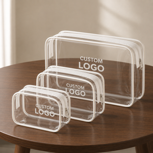 Customized Transparent Printed Logo Waterproof <b>Make</b> <b>Up</b> Bag Portable Pvc Plastic Cosmetic Clear Bag With Zipper <b>Pouch</b> - Product Image 3