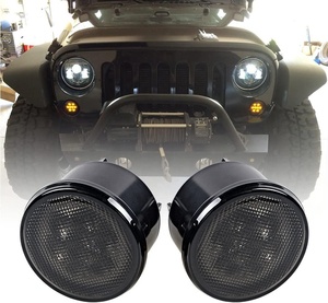 ไฟเลี้ยว LED สีเหลืองอำพันแบบรมควันด้านหน้า ใช้ได้กับรถ Wrangler JK JKU ปี 2007-2017 - Product Image 1