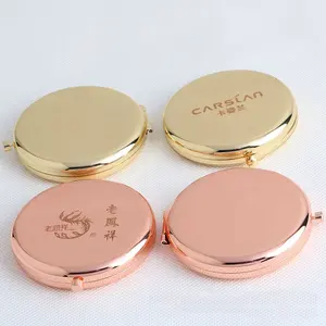 Wholesale DIY Gold Metal Sublimation Small Makeup Mirror Customised MakeUp Vanity Engraved Logo Sliver Rose Gold Mirror