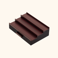 Boîte de rangement à plusieurs niveaux pour parfums en bois foncé, organisateur de parfums multi-niveaux avec tiroir coulissant pour présentoir de bureau