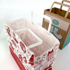 Customized Recycled Kraft Paper Gift <b>Bag</b> with Patch Handle Offset Printing for Sushi <b>Bread</b> Chocolate Cookie - Product Image 3