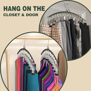 Metal Pants <strong>Hangers</strong> with <strong>15</strong> Clips Space-Saving Closet Organizer That Holds 30 Leggings Rubber-Coated Closet <strong>Hangers</strong> - Product Image 4