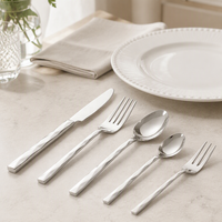 Ensemble de couverts en acier inoxydable diamanté, couteau, fourchette, cuillère pour table de restaurant