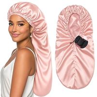 Bonnet de nuit en satin réglable, double couche, extra long, sensation soyeuse pour cheveux naturels et tresses