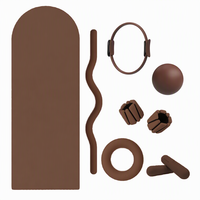 Kit de Pilates personnalisé pour femmes, marron, avec haltères en silicone, anneau de Pilates, balle, poids de cheville, tapis de yoga, anneau de musculation lesté et barre