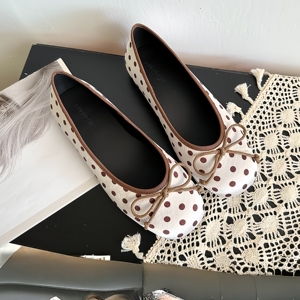 <span class=keywords><strong>Zapatos</strong></span> <span class=keywords><strong>Planos</strong></span> de Mujer con Punta Redonda y Lazo, Estampado de Leopardo y Puntos, Tela Suave, Estilo Casual y Dulce para el Día a Día - Product Image 6