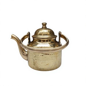 <b>Vintage</b> Brass <b>Teapot</b> With Lid And Metal Handle Water Pot Kettle Decorative Floral Design - Product Image 1