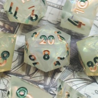 LuxeRoll Opalescent Milky White Iridescent Holographic Foil Resin Dice Set 7Pcs Polyhedral DND Dice RPG Tabletop Game Dice
