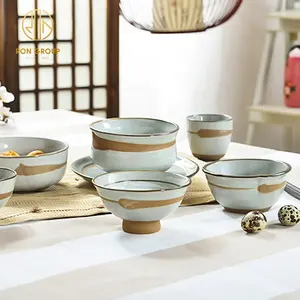 Tigela de cerâmica para sopa de Ramen, tigela de macarrão japonês nórdico profundo para restaurante, ideal para venda