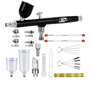 Aérographe à alimentation par gravité, double action réglable, buse de 0,2 mm et 0,5 mm, outil de peinture artistique avec kit de nettoyage et accessoires - Product Image 2