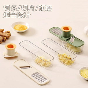 Multi Functional Ginger Garlic Grinder 3 In 1 Slicer Grater Kitchen Tool Manual Stainless Steel Plastic Housing - Product Image 2