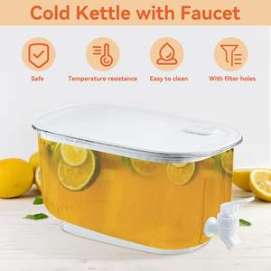 Dispensador de Bebidas de Plástico con Grifo para Bebidas Frías, Jugos de Frutas, Uso en Cocina, Diseño Moderno Moldeado por Inyección, Tapa Abatible Antipolvo - Product Image 2