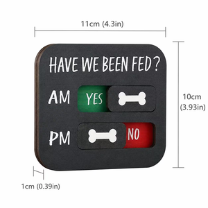 Letrero Colgante Creativo para Horarios de Comida, Tabla de Recordatorio <span class=keywords><strong>AM</strong></span>/<span class=keywords><strong>PM</strong></span> para Perros y Gatos, Tablero de Madera para Recordatorio de Alimentación de Mascotas - Product Image 3
