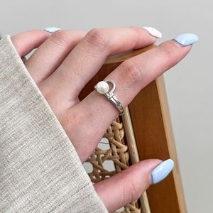 <b>925</b> Sterling <b>Silver</b> Zircon Pearl <b>Ring</b> For Women Minimalist Design Everyday Wear Fine Jewelry - Product Image 2