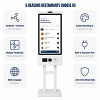 Kiosque de commande automatique tout-en-un avec écran tactile de 21,5 pouces, lecteur de codes-barres, imprimante de reçus et SDK pour restaurant