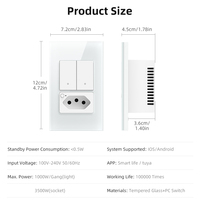 Avatto Tuya Wifi Smart 1 2 Gang Home Prises murales et prise de courant Smart Tuya Brazil Prises et interrupteur standard
