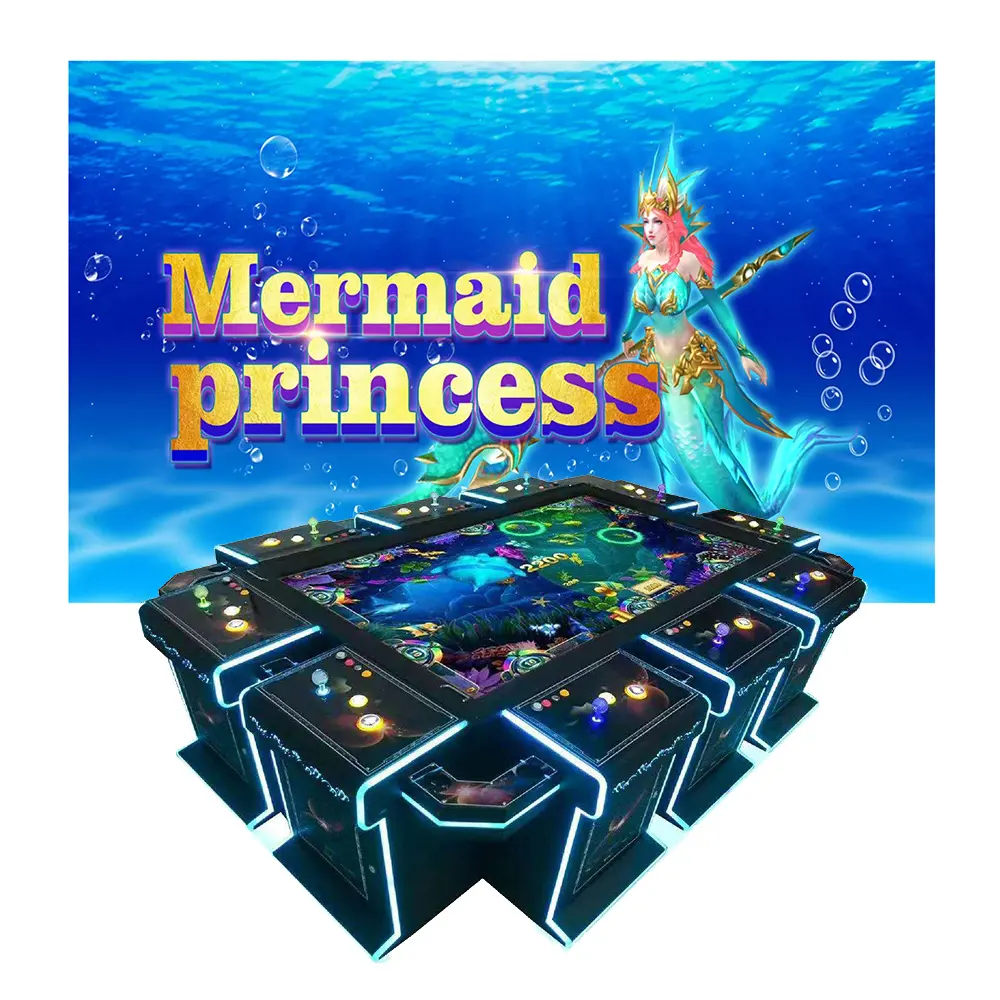 High Profit USA Popular 4~10 Players Mermaid Princess Fish Hunter Game Table Arcade Game Machine Host Accessories