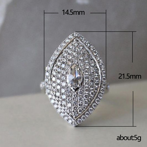 Anello Vintage a Forma di Marquise con Cristalli per Donne, Elegante Accessorio Moda per Uso Quotidiano e Feste - Product Image 3