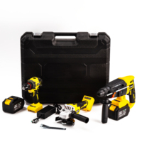 Ensemble d'outils combinés en acier perceuse électrique sans fil rechargeable à batterie au lithium professionnelle sans balais meuleuse d'angle