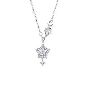 Collana JOYE S999 in Argento Puro con Stella di Diamanti Scintillante, Catena di Bambù Elegante e Alla Moda per Donne - Product Image 5