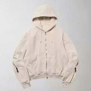 Sweat à capuche zippé surdimensionné personnalisé sweats à capuche vierges 350 g/m² 450 g/m² sweat à capuche 100% coton éponge française - Product Image 4