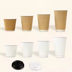 Disposable Double-Wall Kraft Paper <b>Cup</b> with Thickened <b>Lid</b> Insulated 16 oz Hot Drink <b>Cup</b> for <b>Coffee</b> and Milk Tea Party Use - Product Image 2