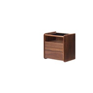 Solid Wood Nightstand Modern Minimalist North American Black <b>Walnut</b> 2 <b>Drawers</b> 1 Compartment Bedroom Storage - Product Image 5