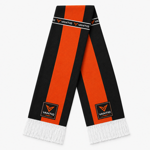 Écharpe promotionnelle bicolore à rayures et franges, personnalisée avec logo tricoté, pour événements sportifs d'entreprise, cadeau d'encouragement, écharpe d'équipe d'entreprise pour le spirit d'équipe - Product Image 1