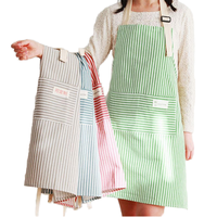 Apron Dapur Tanpa Lengan dari Katun Linen yang Dapat Digunakan Kembali, Desain Baru, Bergaris, dengan Logo Custom